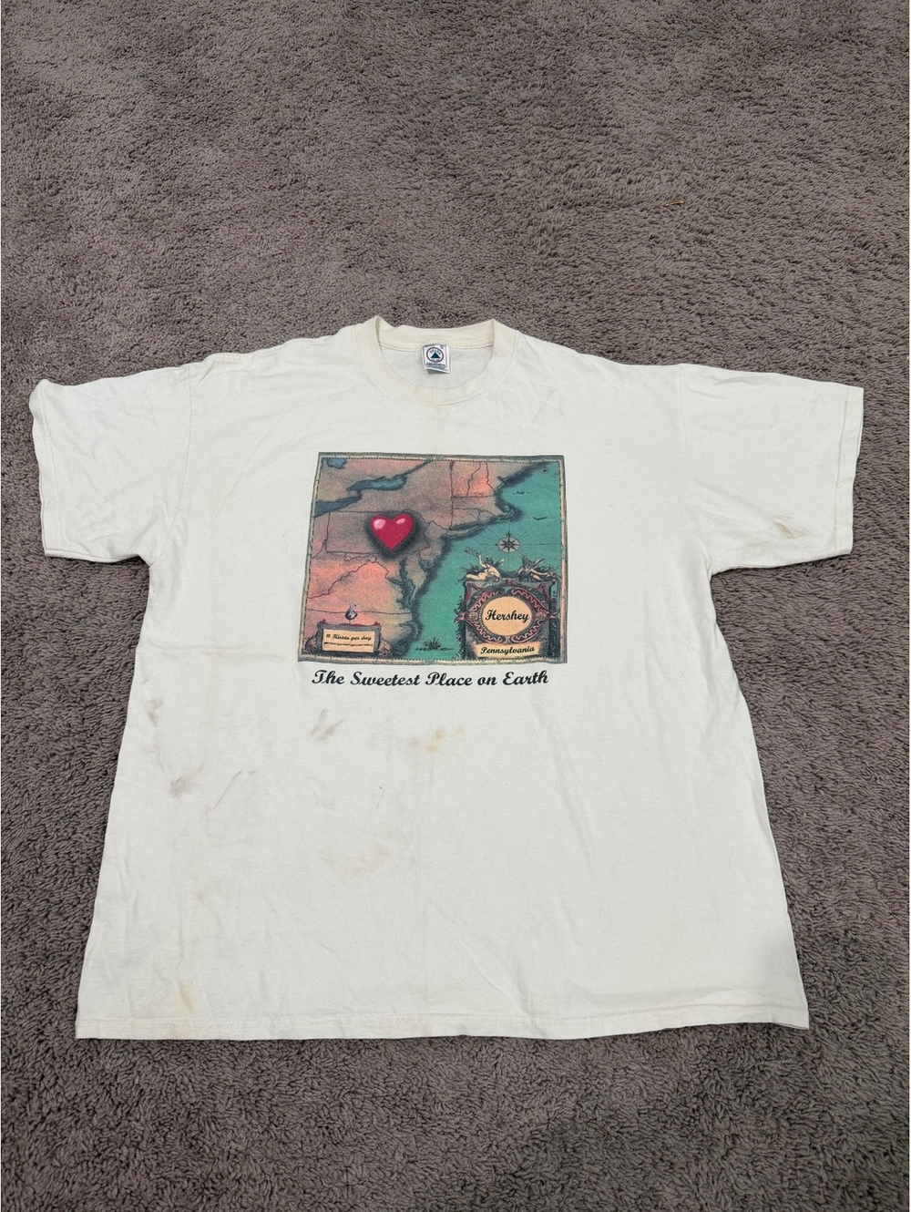 Vintage 90s Hershey PA Map Graphic T-Shirt